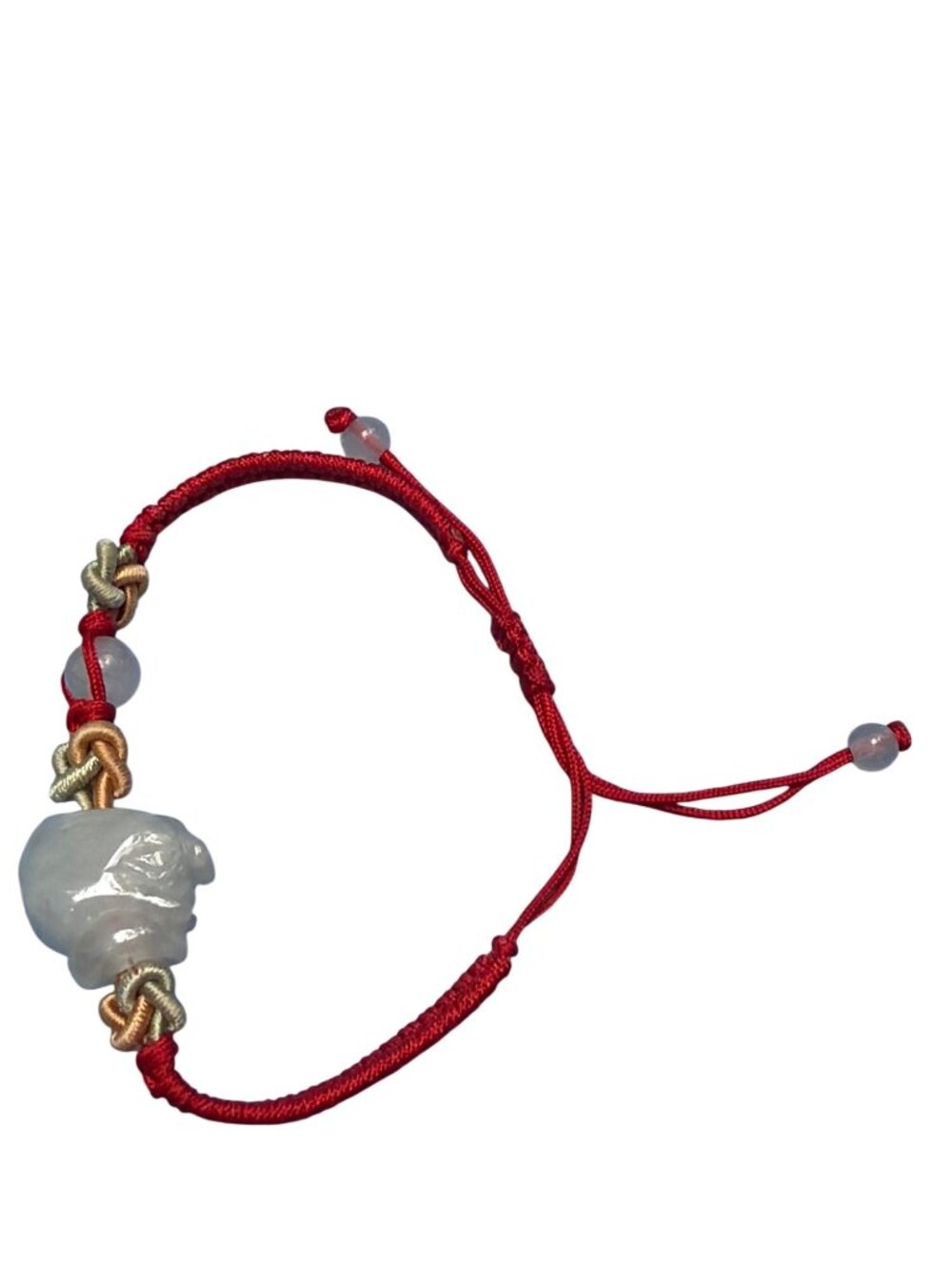 Red Woven Cord Slide Adjustable Bracelet Pig Jade Pendant Zodiac NWOT